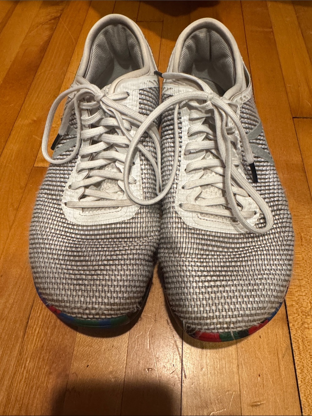 Reebok White and Gray Women's Athletic Mesh Sneakers